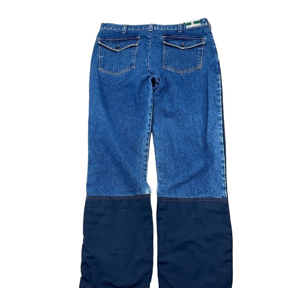Game Winner Sportswear‎ Brush Jeans Men 38W x 32L Blue Nylon Faced Fish Hunt VTG - Picture 1 of 13